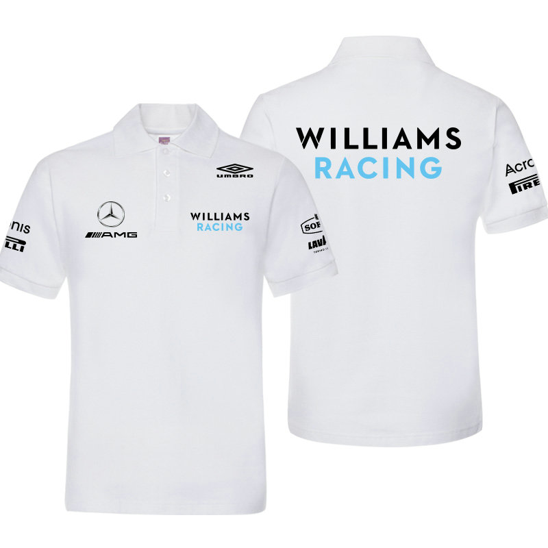 Polo Mercedes AMG Williams Racing Homme Manche Courte Coton Couleur Unie